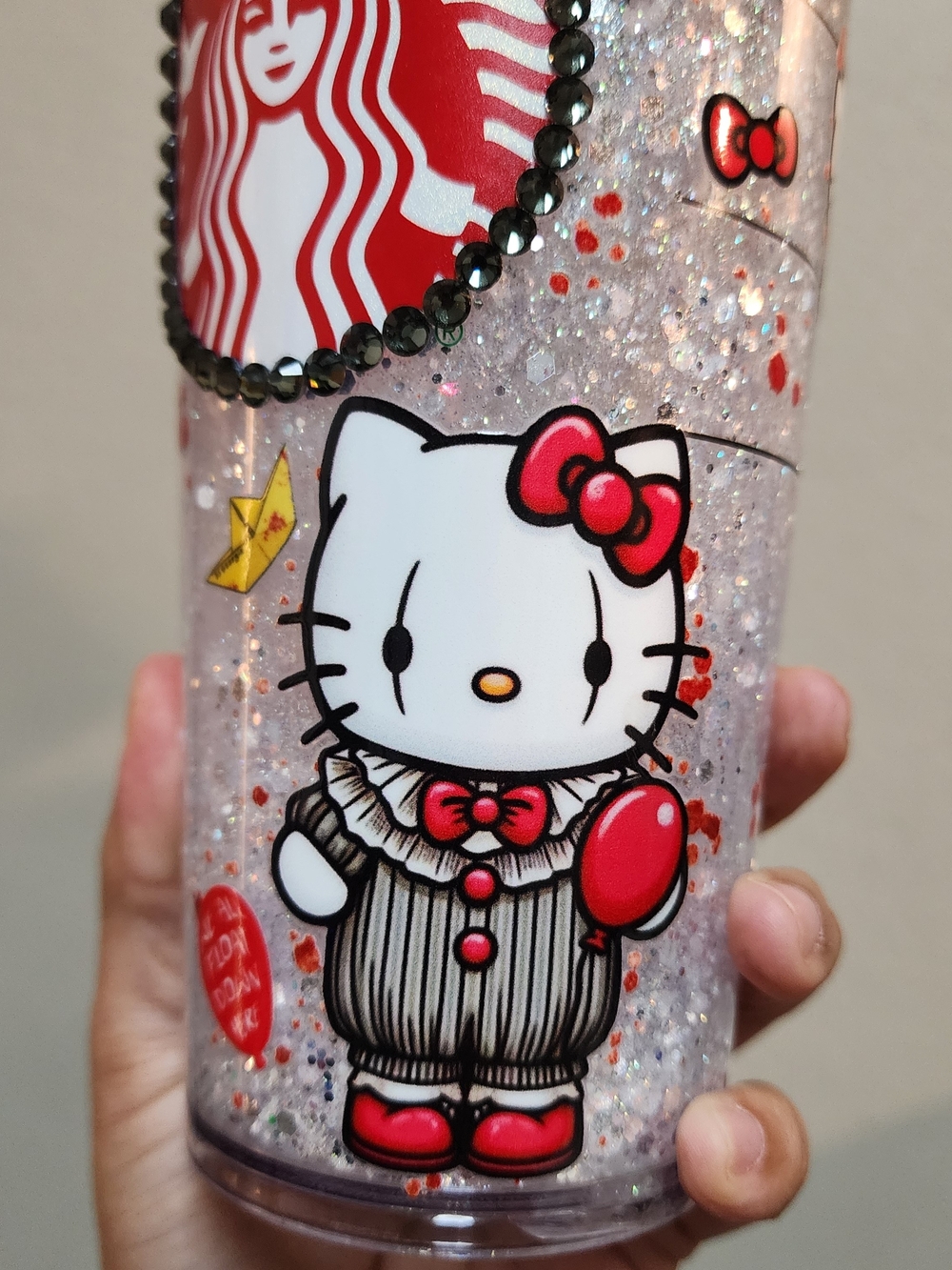Starbucks Hello Kitty Rhinestone Tumbler - Red, Black, White Custom Made - Picture 2 of 9
